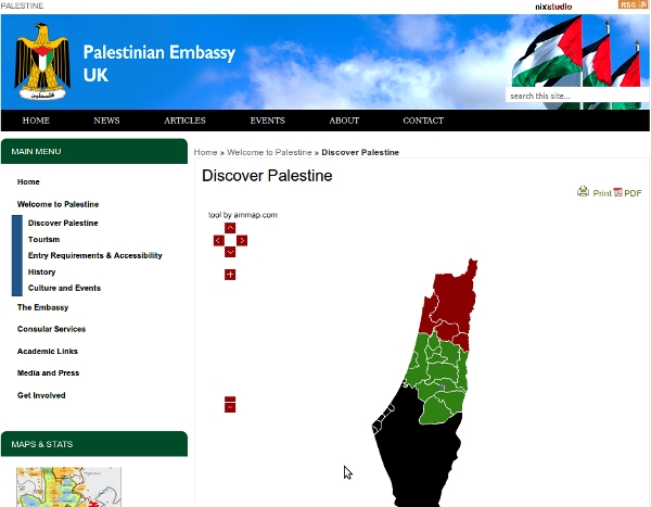 UK Palestine Embassy - Israel wiped off the map